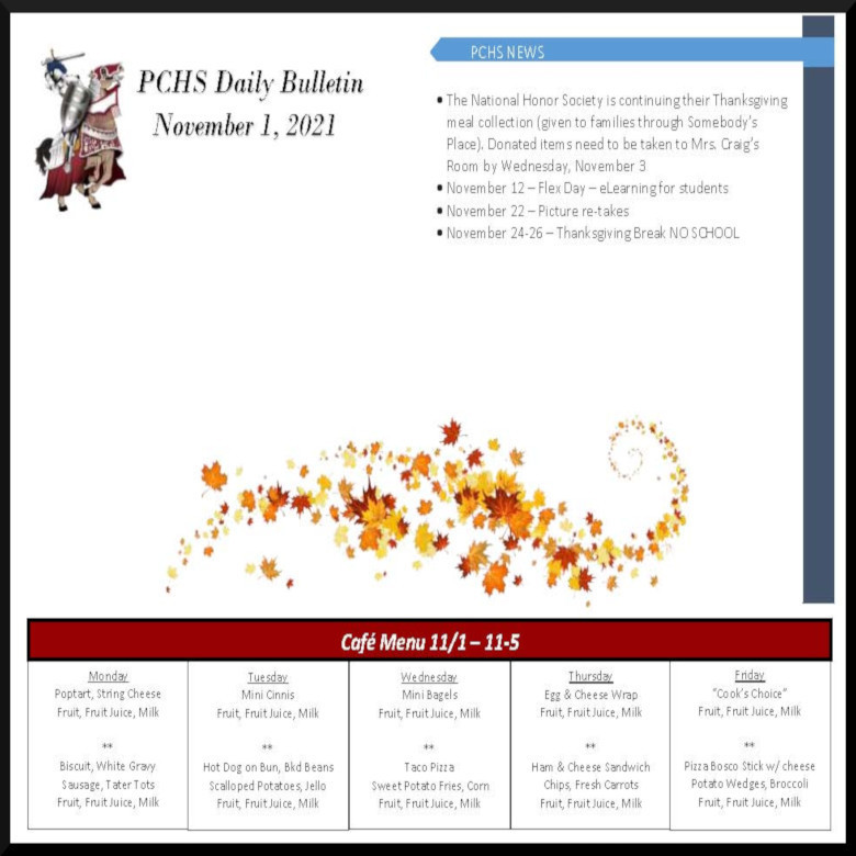 Daily Bulletin, Mon. Nov 1st
