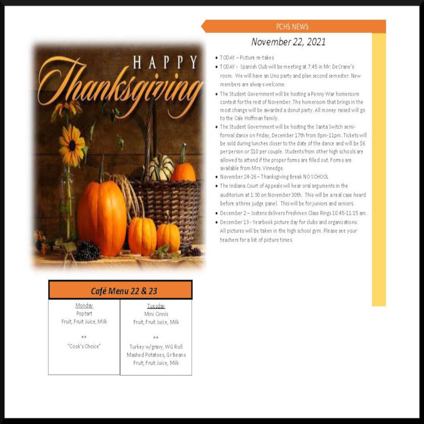 Daily Bulletin Nov. 22nd