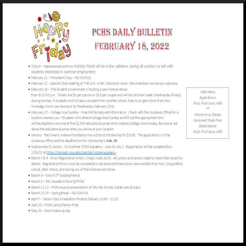 Daily Bulletin, Feb 18th