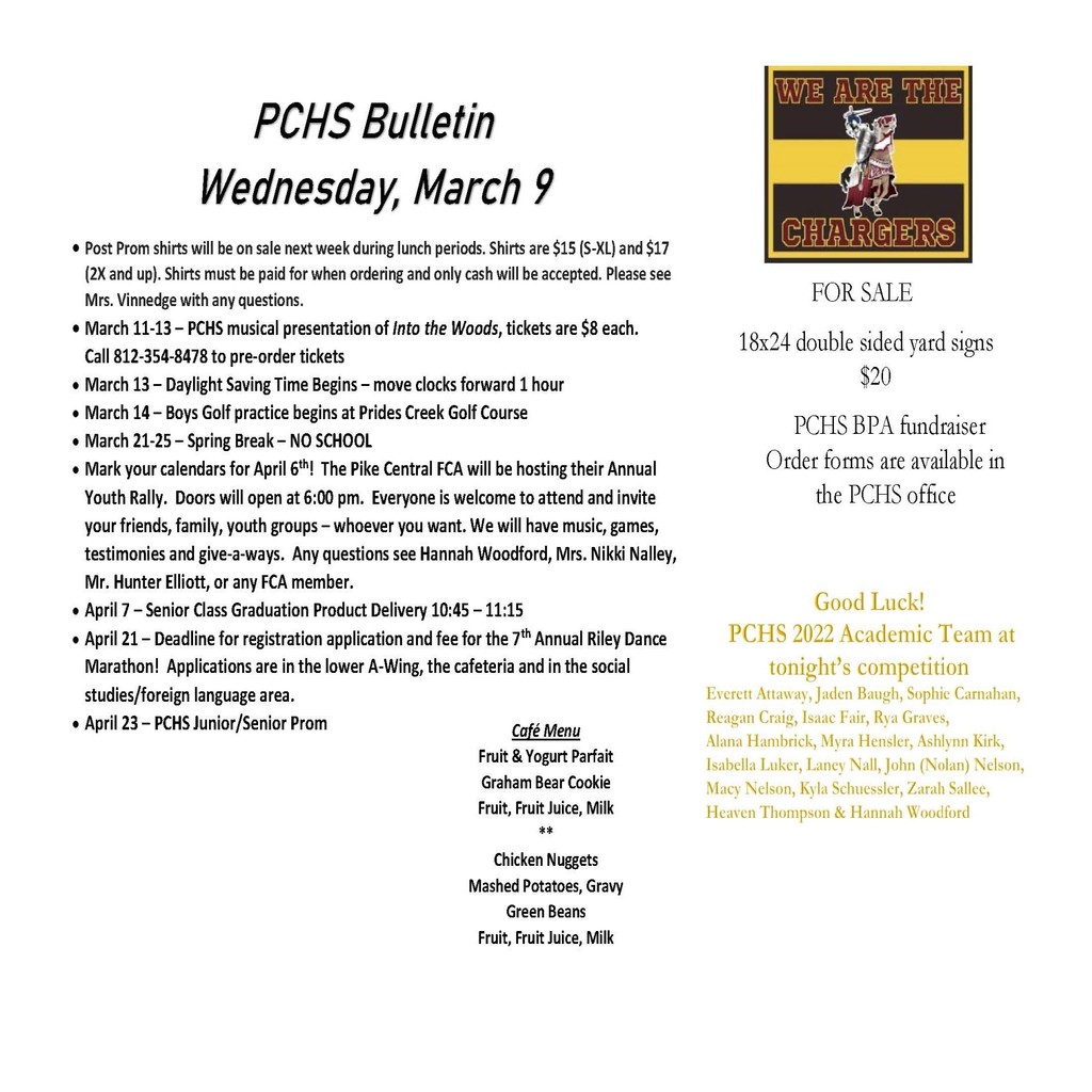Daily Bulletin March 9th