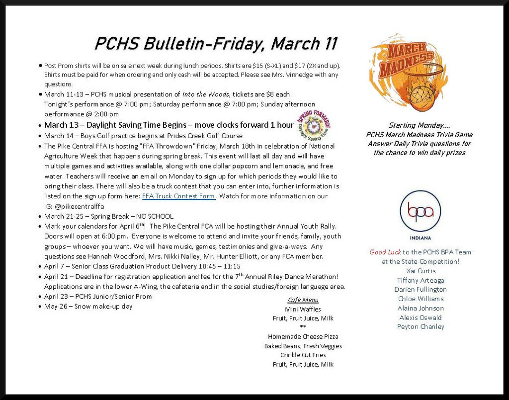 Daily Bulletin, March 11th